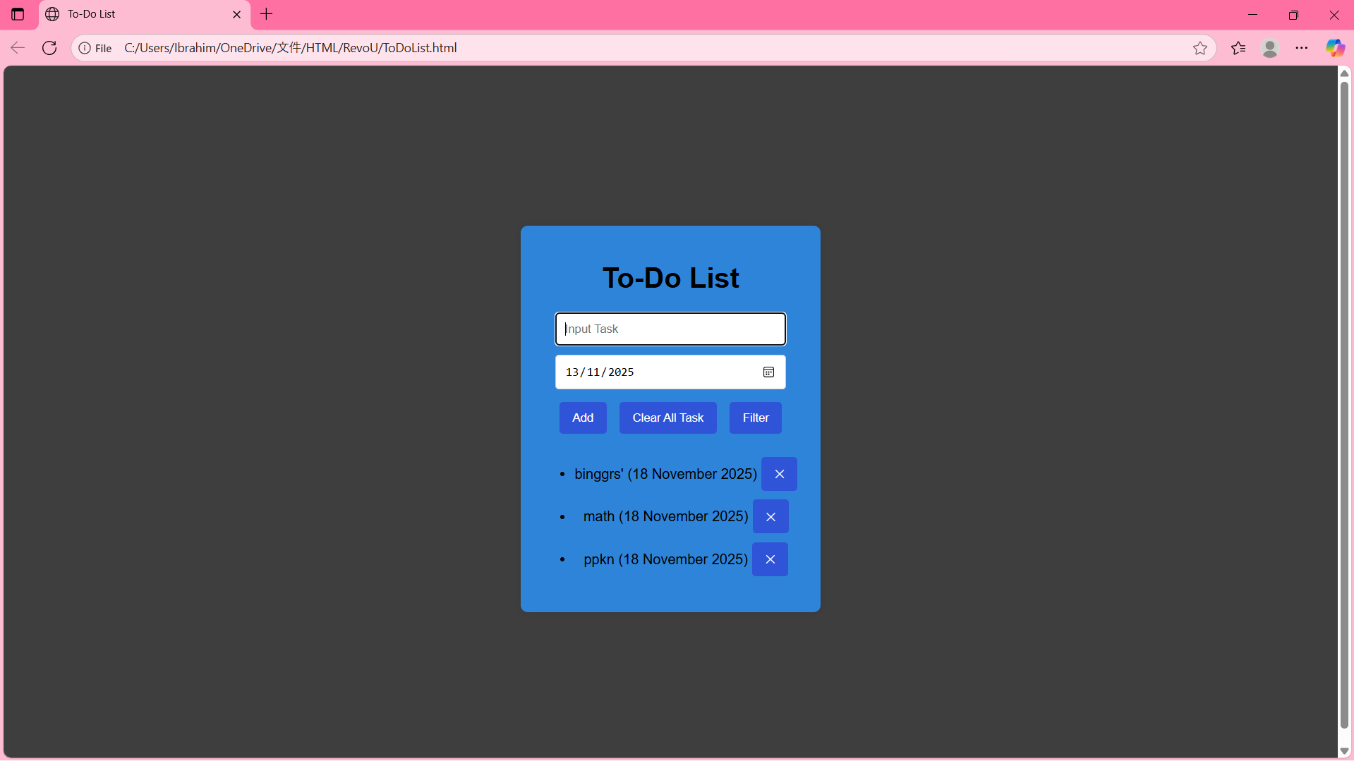 Mini Project To-Do List